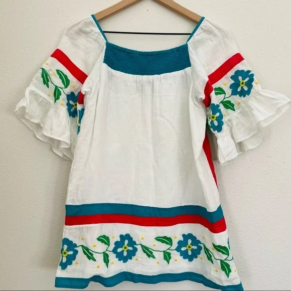 NEW ANTHROPOLOGY NEW Cotton Blouse Seen Worn Kept Embroidered Tunic Bohemian - Picture 10 of 13